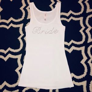 White Rhinestone Bride Tank Top